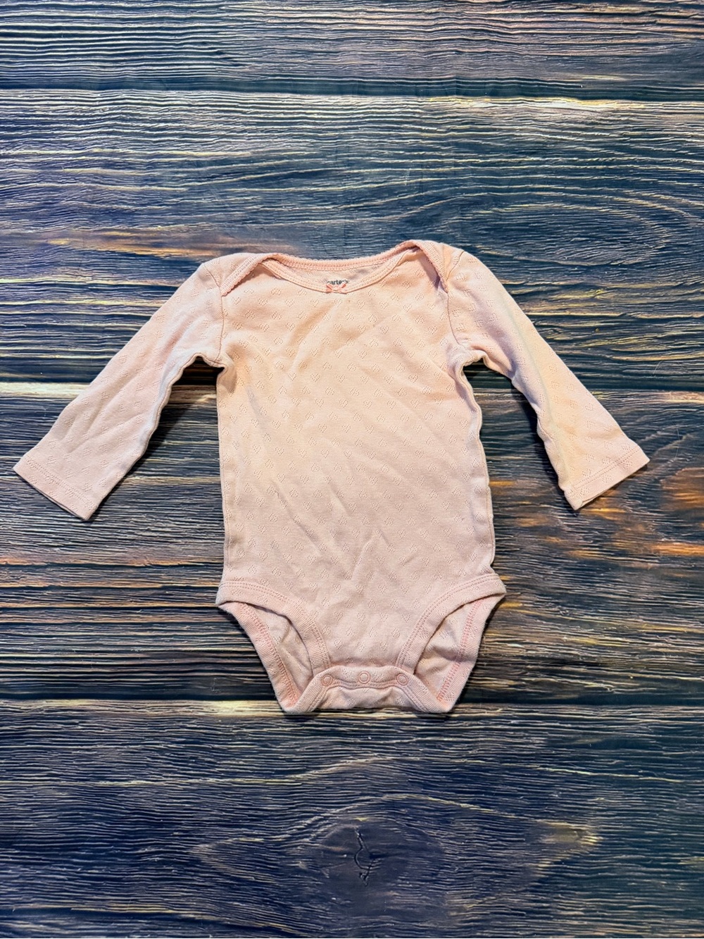 Carter’s Baby Girl Pink Pointelle Long-Sleeve Onesie Size 9M